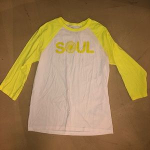 SoulCycle highlighter yellow baseball tee